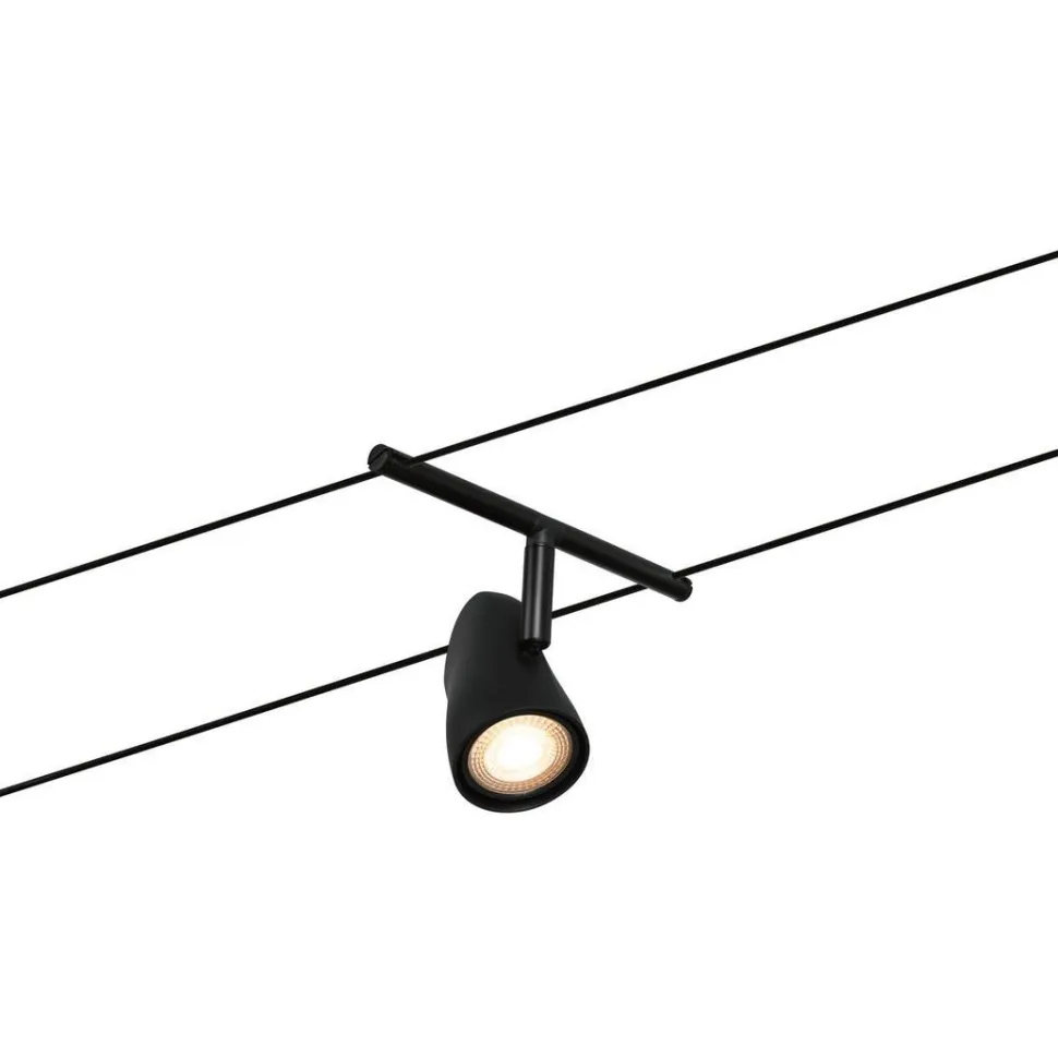 Vaijerivalaisinsetti Paulmann CorDuo Cup, GU5.3, 230/12V, 5-osainen, mattamusta/kromi
