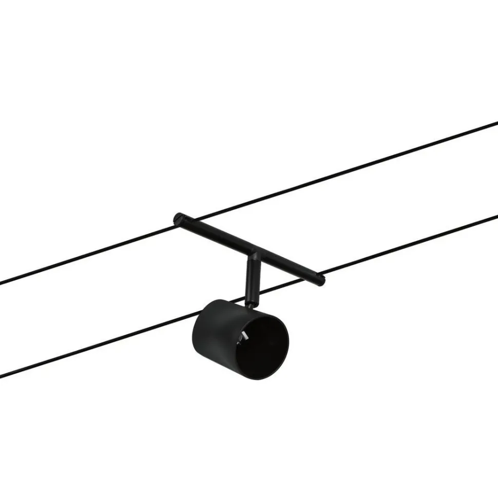 Vaijerivalaisinsetti Paulmann CorDuo Cup, GU5.3, 230/12V, 5-osainen, mattamusta/kromi