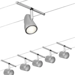 Vaijerivalaisinsetti Paulmann CorDuo Cup, GU5.3, 230/12V, 5-osainen, mattamusta/kromi