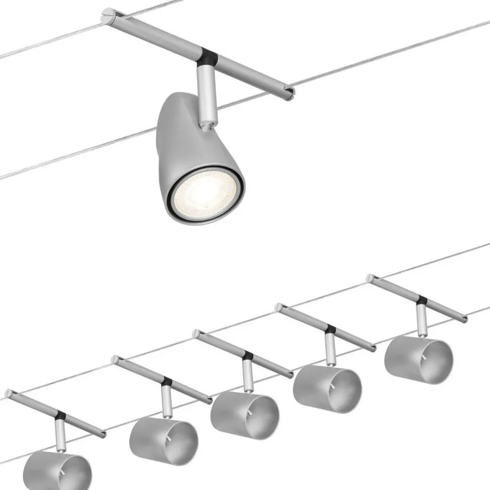 Vaijerivalaisinsetti Paulmann CorDuo Cup, GU5.3, 230/12V, 5-osainen, mattamusta/kromi