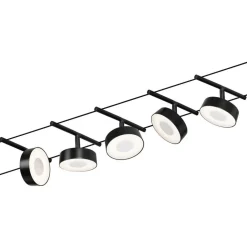 Vaijerivalaisinsetti Paulmann CorDuo Circle, 5x180lm, 5x5W, 3000K, 230/12V, mattavalkoinen