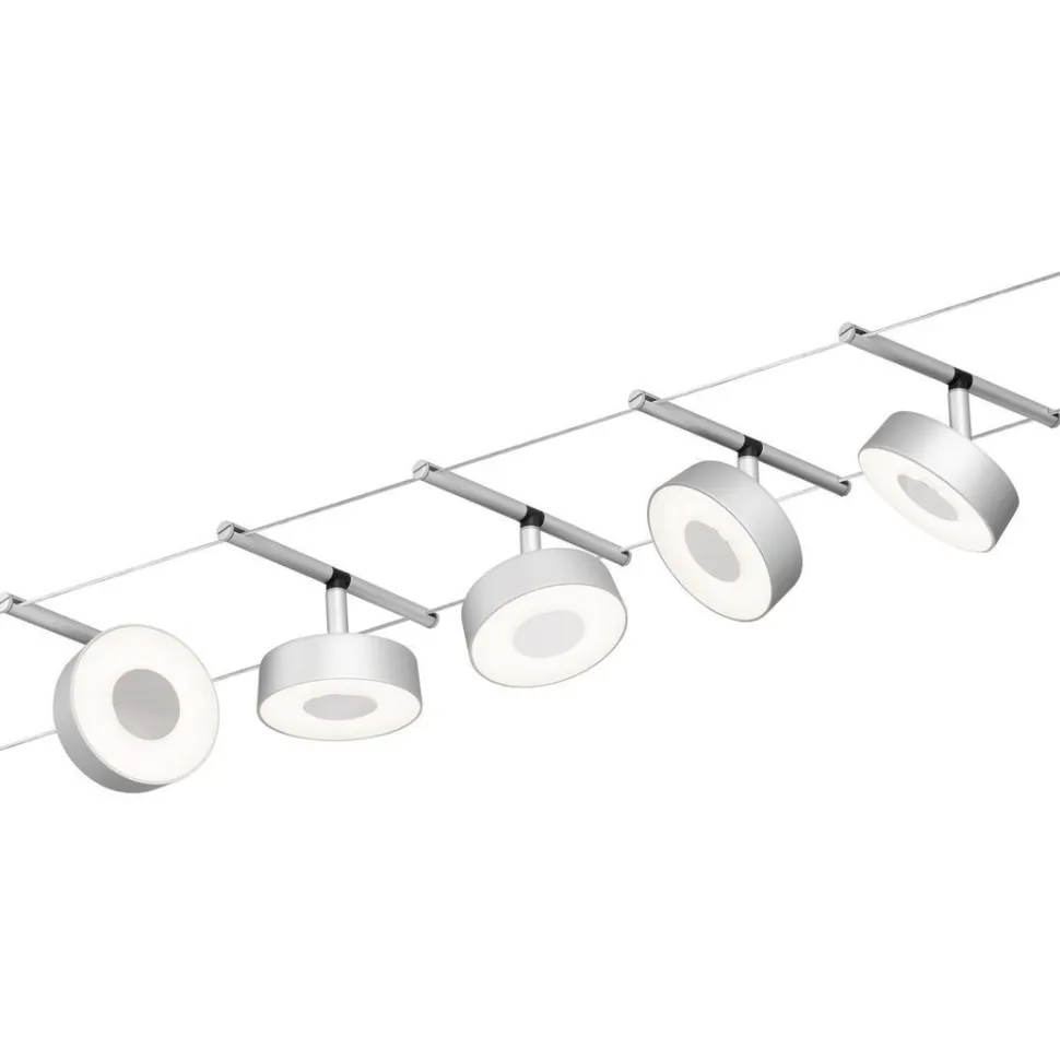 Vaijerivalaisinsetti Paulmann CorDuo Circle, 5x180lm, 5x5W, 3000K, 230/12V, mattavalkoinen