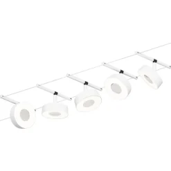 Vaijerivalaisinsetti Paulmann CorDuo Circle, 5x180lm, 5x5W, 3000K, 230/12V, mattavalkoinen