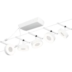 Vaijerivalaisinsetti Paulmann CorDuo Circle, 5x180lm, 5x5W, 3000K, 230/12V, mattavalkoinen