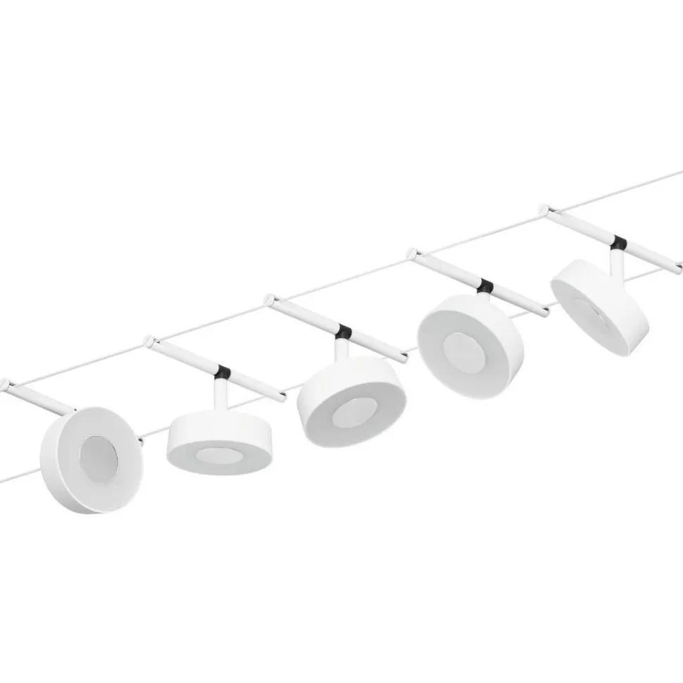 Vaijerivalaisinsetti Paulmann CorDuo Circle, 5x180lm, 5x5W, 3000K, 230/12V, mattavalkoinen