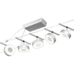 Vaijerivalaisinsetti Paulmann CorDuo Circle, 5x180lm, 5x5W, 3000K, 230/12V, mattavalkoinen