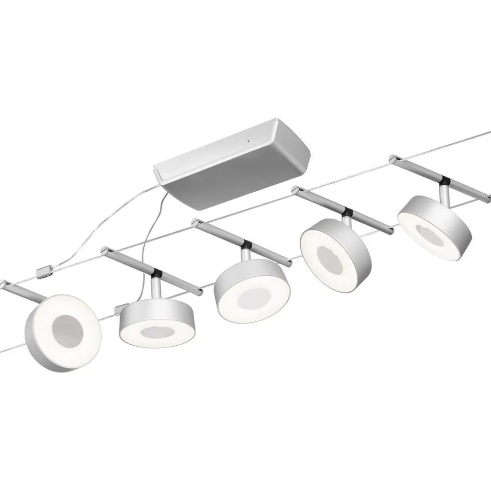 Vaijerivalaisinsetti Paulmann CorDuo Circle, 5x180lm, 5x5W, 3000K, 230/12V, mattavalkoinen
