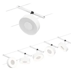 Vaijerivalaisinsetti Paulmann CorDuo Circle, 5x180lm, 5x5W, 3000K, 230/12V, mattavalkoinen