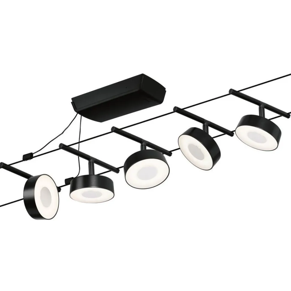 Vaijerivalaisinsetti Paulmann CorDuo Circle, 5x180lm, 5x5W, 3000K, 230/12V, mattavalkoinen