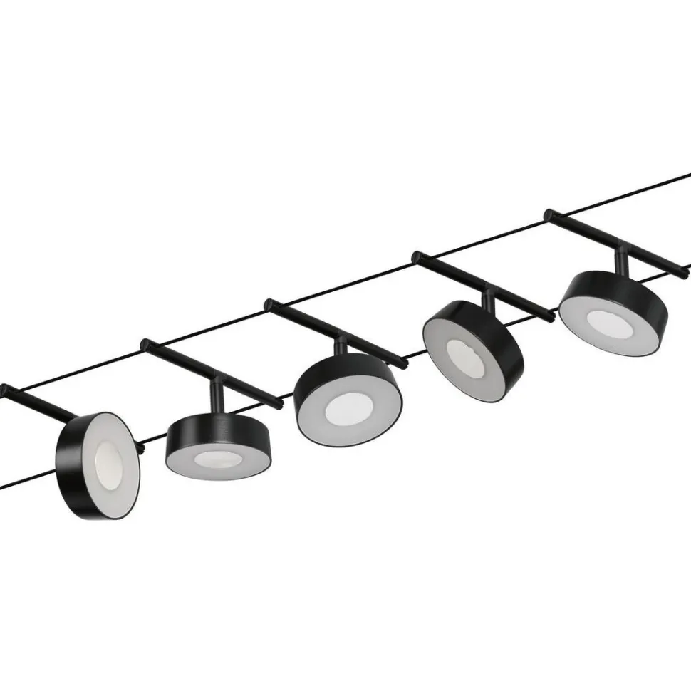 Vaijerivalaisinsetti Paulmann CorDuo Circle, 5x180lm, 5x5W, 3000K, 230/12V, mattavalkoinen