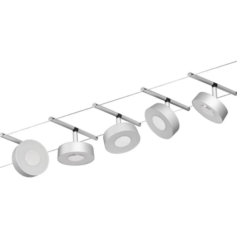 Vaijerivalaisinsetti Paulmann CorDuo Circle, 5x180lm, 5x5W, 3000K, 230/12V, mattavalkoinen