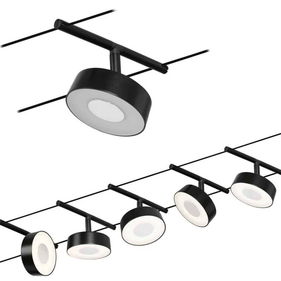 Vaijerivalaisinsetti Paulmann CorDuo Circle, 5x180lm, 5x5W, 3000K, 230/12V, mattavalkoinen