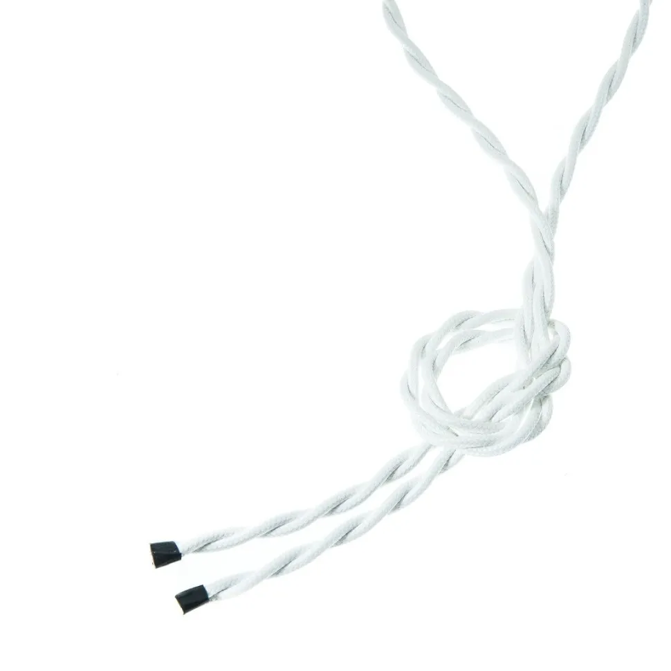 Valaisinjohto AGELUX 420-2X075T-WH-4, 4m, valkoinen punottu tekstiili, 2x0.75mm