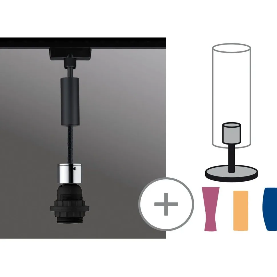 Valaisinjohtosarja kiskoon Paulmann URail 2Easy Basic E27 1300mm mattamusta