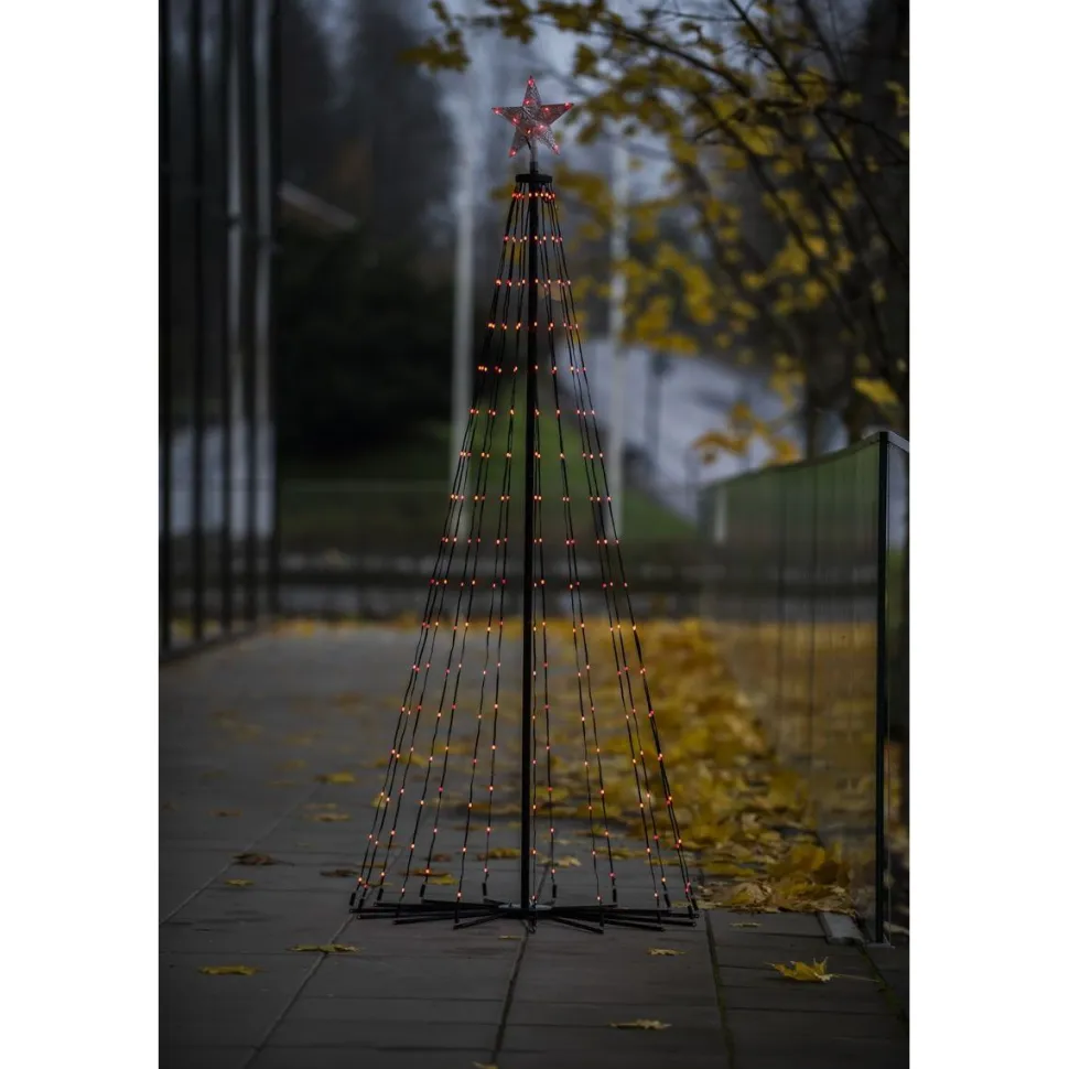 Valojoulukuusi Konstsmide, 265 RGB LED, musta metallirunko, kaukosäädin