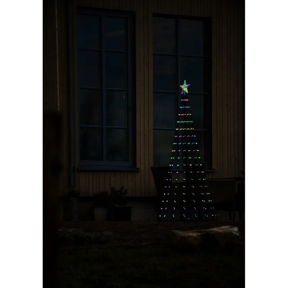 Valojoulukuusi Konstsmide, 265 RGB LED, musta metallirunko, kaukosäädin