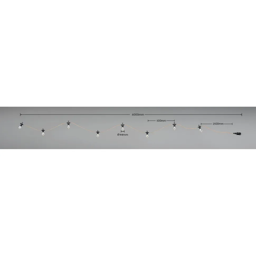 Valoketju LED Trio Ember 6m musta/luonnollinen väri