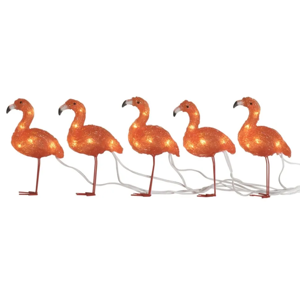 Valokoriste Konstsmide Flamingot, IP44, 5-osainen, 40 x amber LED, 17cm