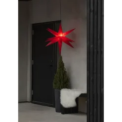 Valokoriste Konstsmide Tähti 3D, IP44, 80cm, G4, himmennin, punainen