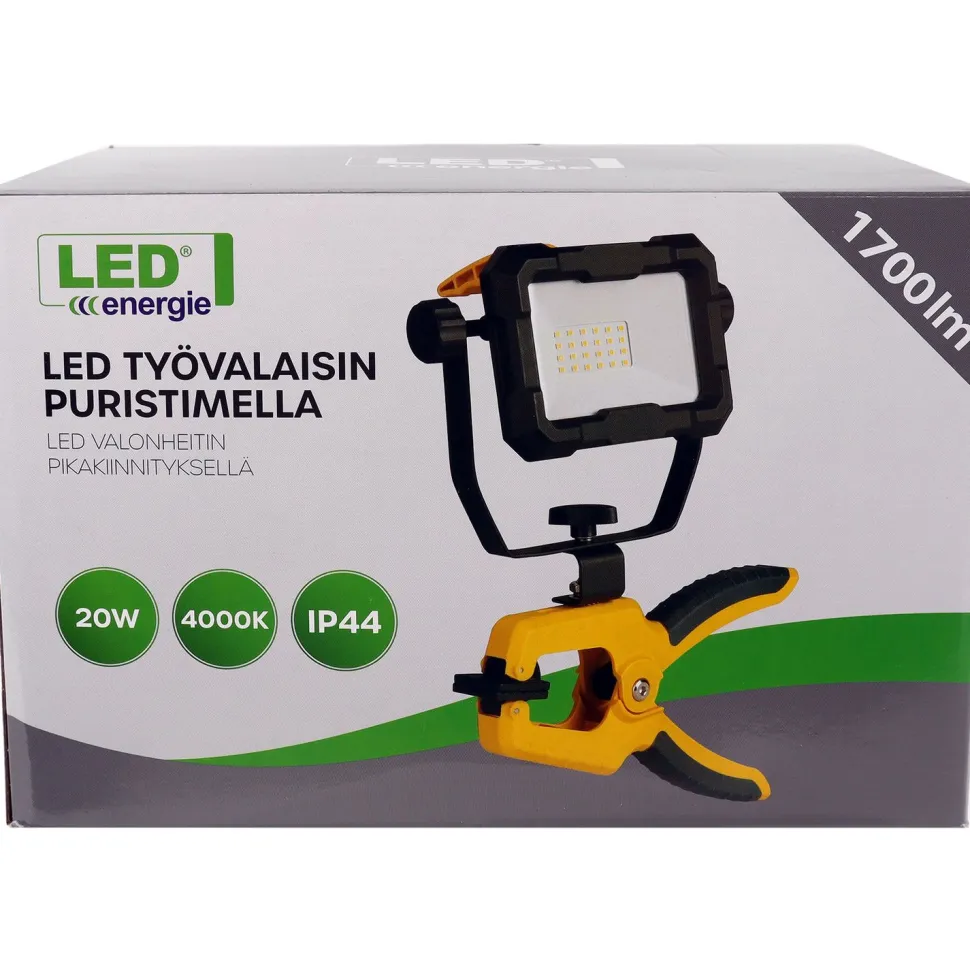 Valonheitin LED Energie, 20W, 1700lm, IP44, puristimella, keltainen