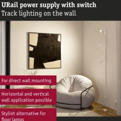 Virtakaapeli Paulmann URail, kytkimellä, 2m max. 1000W mattakromi