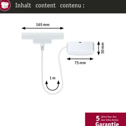 Virtakaapeli Paulmann URail Zigbee 3.0, 1m, max. 100W, valkoinen