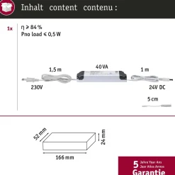 Virtalähde Paulmann MaxLED, 230/24V, 40VA, valkoinen