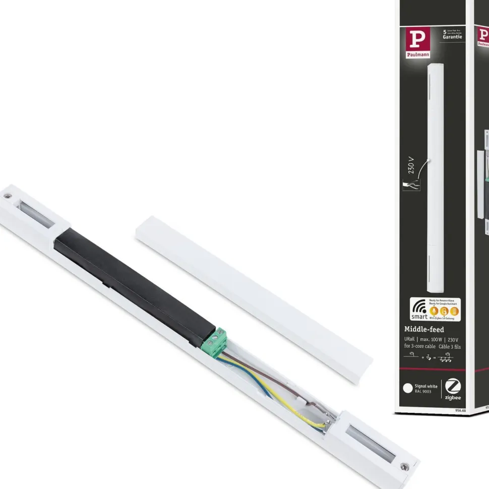 Virtasyöttö Paulmann URail Zigbee 3.0 keskisyöttö 304x21mm max. 100W mattamusta